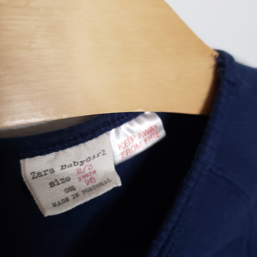 Zara 2-3Y Toddler Girl Cosmos Navy and Blue Ruffled Sweatshirt Dress - Picture 7 of 8